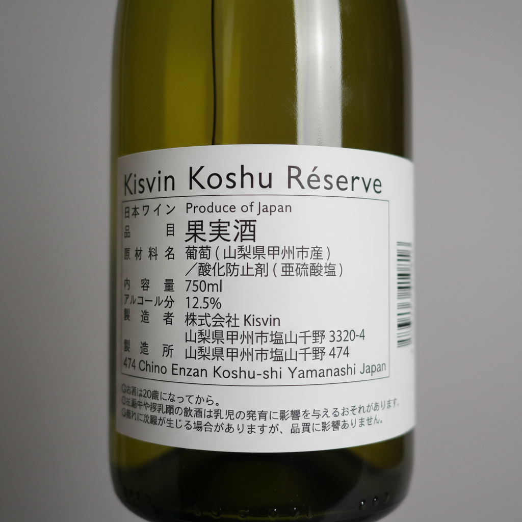 Kisvin Koshu Réserve 2021（キスヴィン・甲州レゼルヴ）｜山梨県産 白ワイン